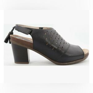 Abeo BIO System BERRIE Perforated Black Leather Peep Toe Slingback Sandals